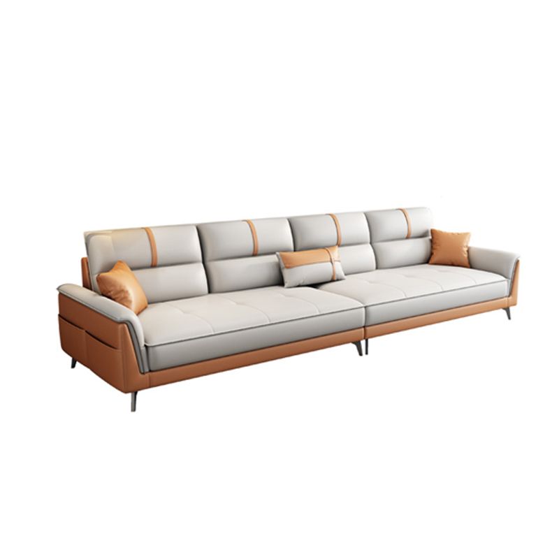 Pillow Top Arm Sofa 35.43" High Faux Leather Sofa for Living Room
