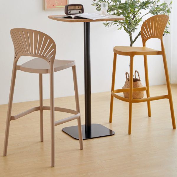 Low Back Plastic Dining Stools Armless Bar Stools with Footrest