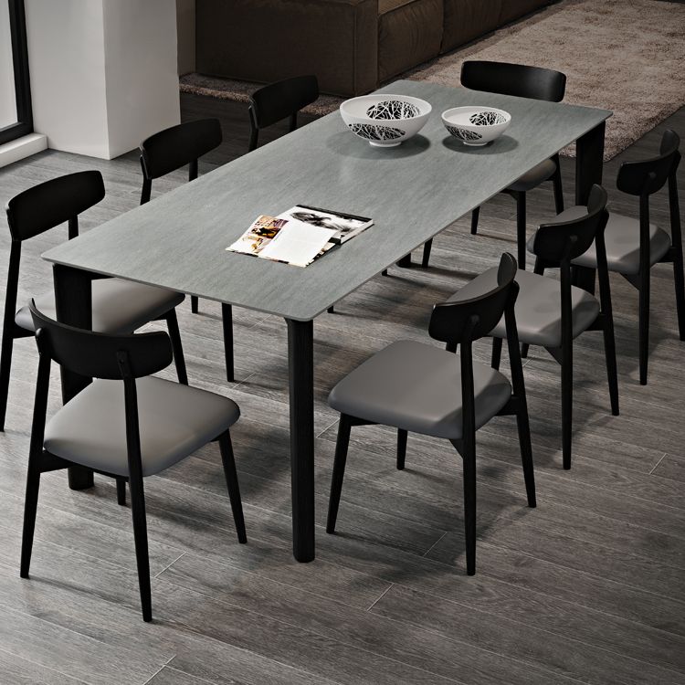 Mid-Century Modern Dining Table Rectangle Stone Dining Table with 4 Legs