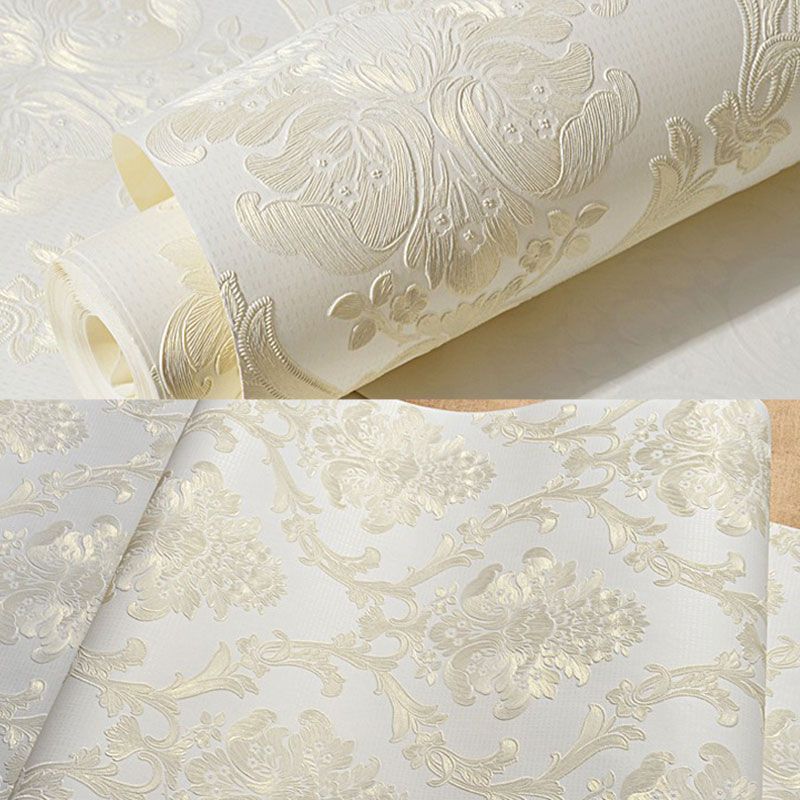 Classic Damask Design Wallpaper Guest Room Decorative Self-Adhesive Wall Covering, 20.5"W x 19.5'L