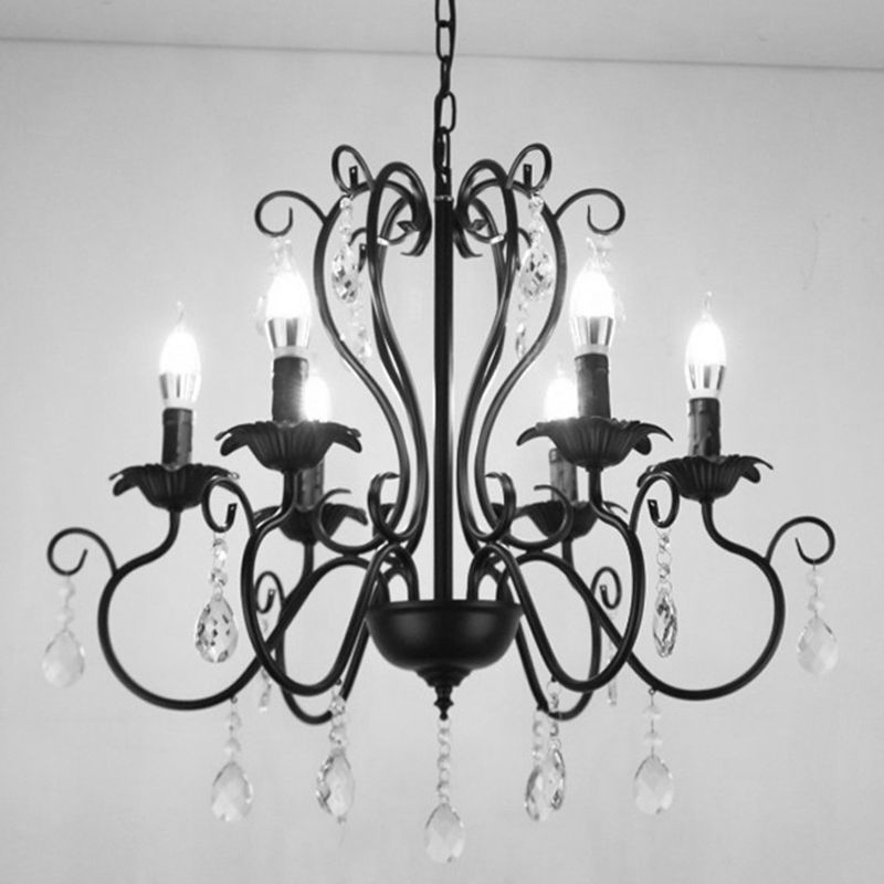 Metal Candle Pendant Lighting European Multi Lights Hanging Lamp