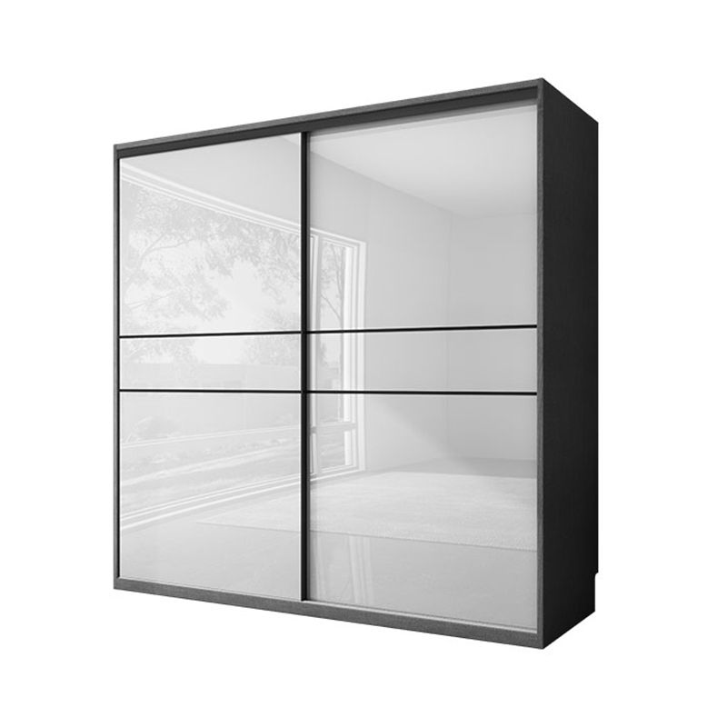 Glossy White Manufactured Wood Storage Cabinet Modern Cabinet with Sliding Doors