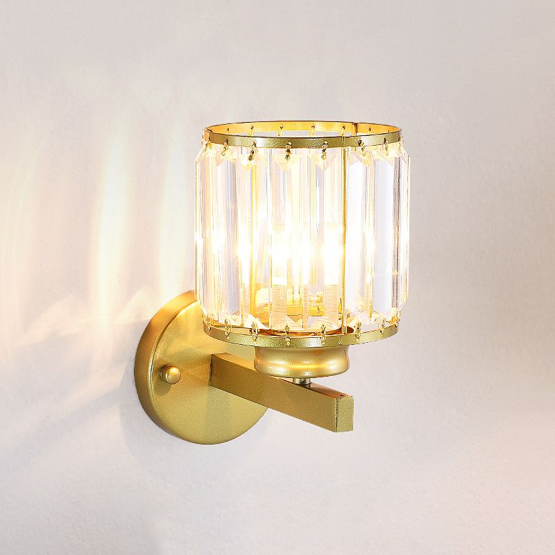 Crystal Half Cylinder Shape Wall Light Modern 1 Light Wall Light Sconce