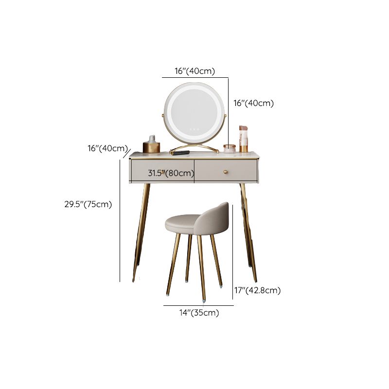 15" Wide Glam Vanity Table White Wooden Make-up Vanity with Drawer