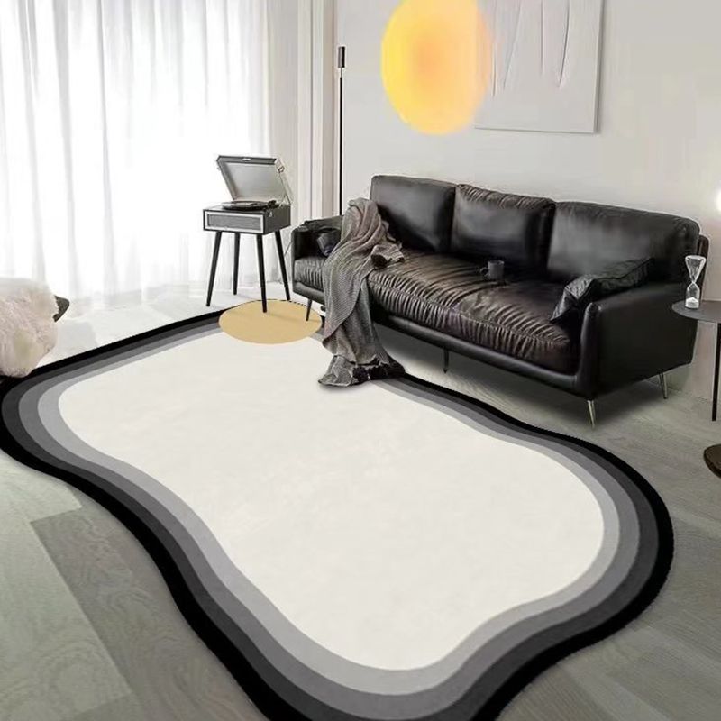 Contemporary Grey Rug Polyester Color Lump Rug Washable Rug for Home Decor