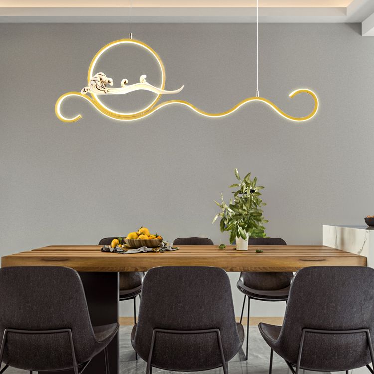 Modern Style Linear Shape Island Lights Metal 2-Light Pendant Lights