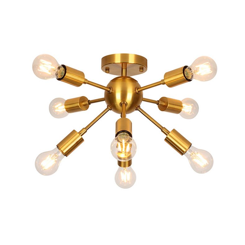 Vintage Spread Ceiling Light Fixture Metal Ceiling Mounted Light in Gold