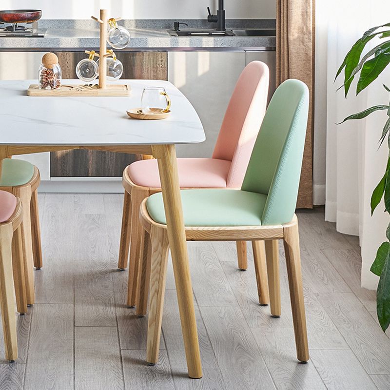 Silla de comedor de madera moderna, sillas de comedor tapizadas sin brazos para uso doméstico