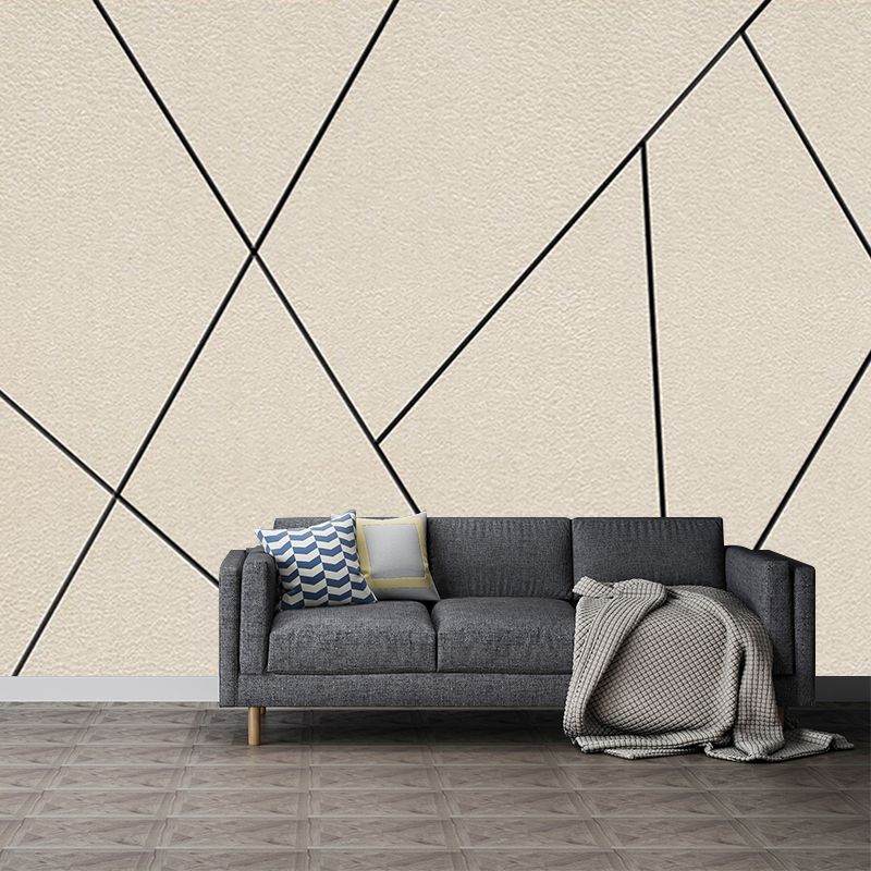 Black Lines Wall Paper Murals Geometric Minimalistic Waterproof Wall Decor for Bedroom