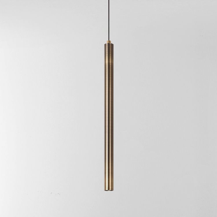 Forme du cylindre de style contemporain Pendante Métal de lumière 1 lampe de suspension légère en bronze