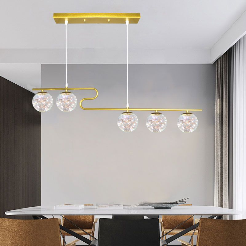 Modern LED Hanging Light Glass Round Island Light Fixture for Kitchen