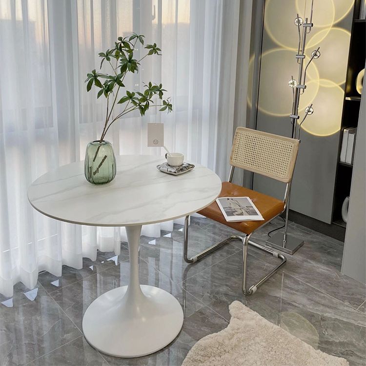 Round Kitchen Table Modern Sintered Stone White Dining Room Table