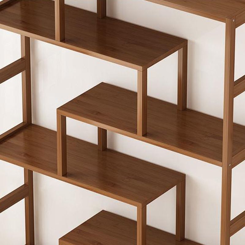 Brown Contemporary Style Standard Bookshelf Solid Bamboo Bookcase for Study Room