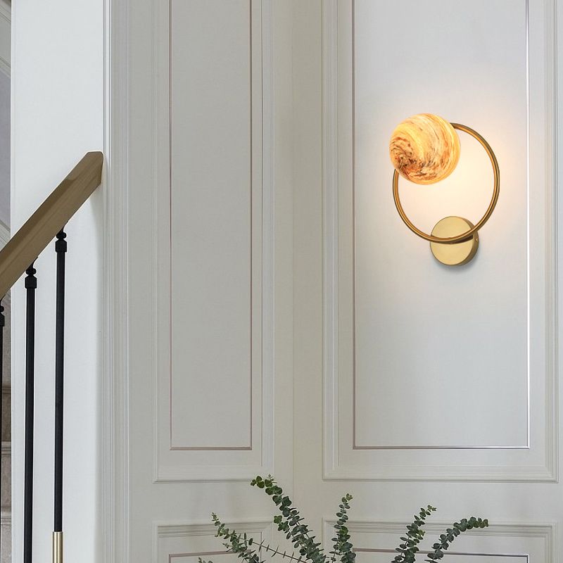 Modernist Wall Sconce Spherical Glass Wall Light Fixture for Bedroom