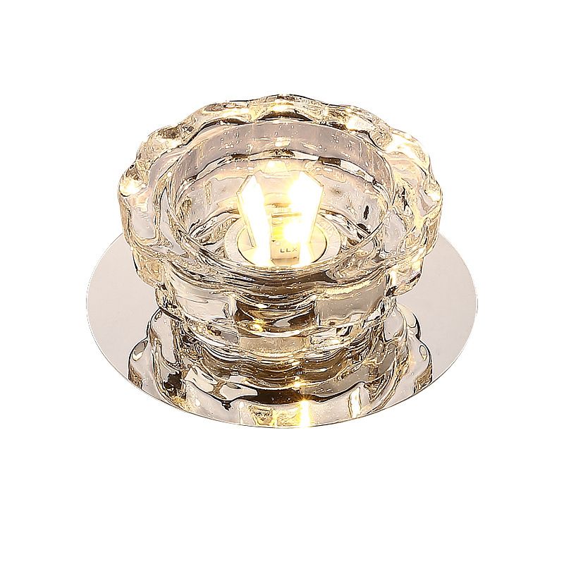 Mini plafonnier en cristal Downlight simplicité en acier inoxydable LED encastré éclairage