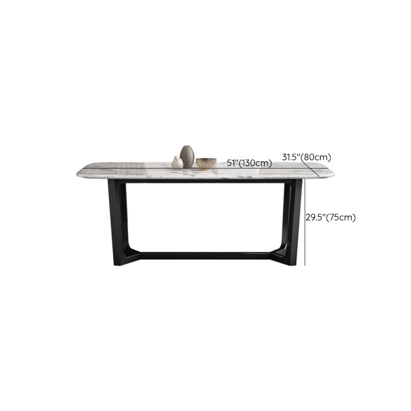 Simplicity Style Rectangle Marble Fixed Dinner Table with Trestle Base