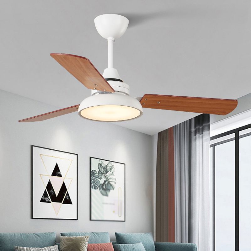 1 - Light LED Ceiling Fan Modern Wood Blade Fan Lighting in 4 Colors