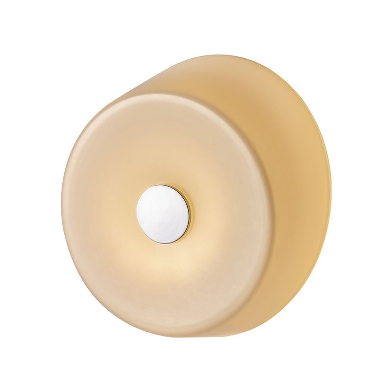 Modern Style Circle Wall Sconce 1 Light White Glass Wall Mount Light for Corridor