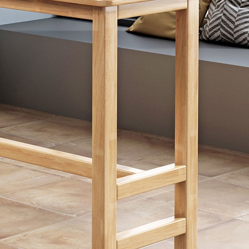 Modern Rectangle Bar Table Solid Wood Fixed Bistro Bar Desk with Footrest