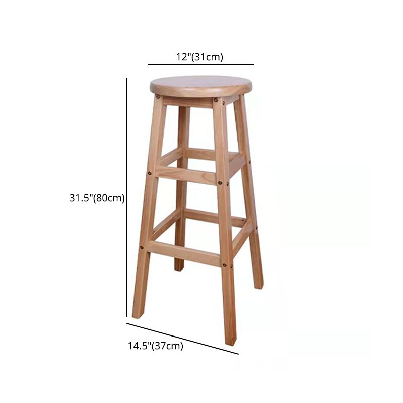Modern Armless Backless Counter Stool Wood Bar Stool with Footrest