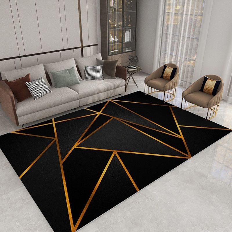 Modern Color-Blocking Geometric Rug Multicolor Polypropylene Rug Machine Washable Non-Slip Pet Friendly Area Rug for Room