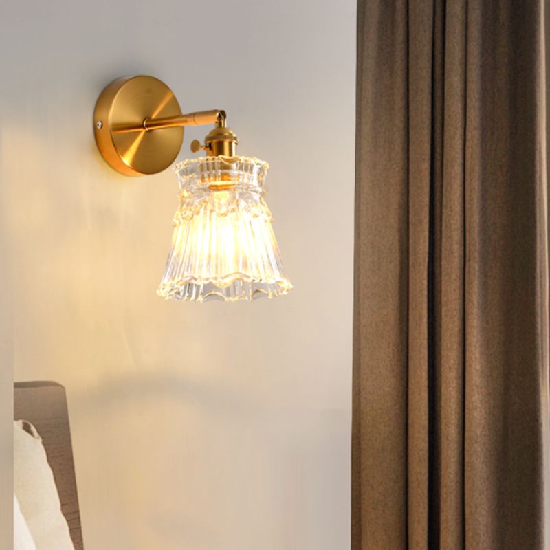 Golden Metallic Lighting Contemporary Glass Wall Light for Dining Room