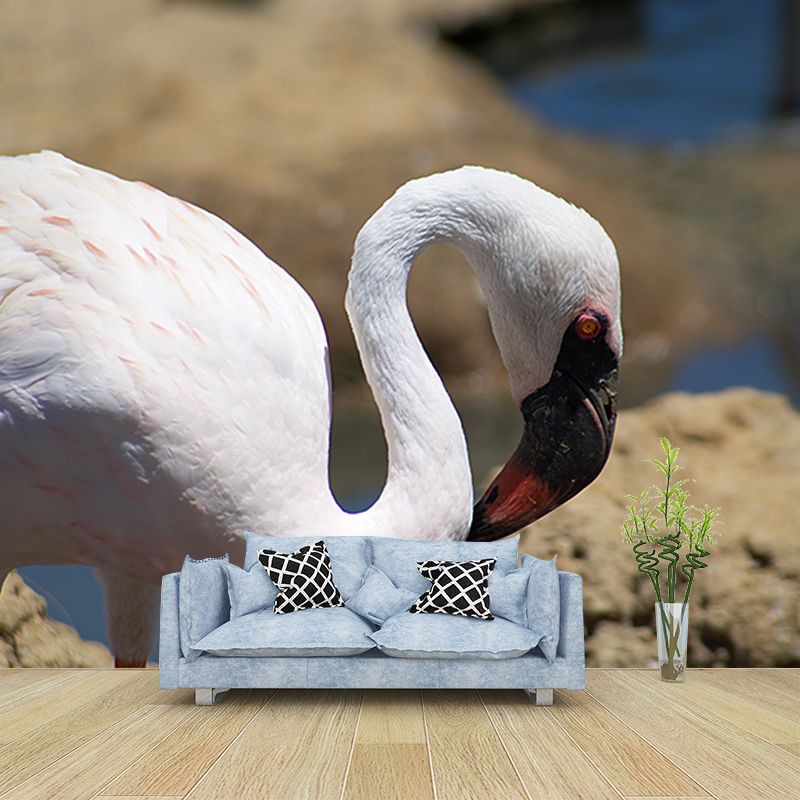 Tropical Flamingo Wall Mural Moisture Resistant Wall Covering for Living Room, Customised