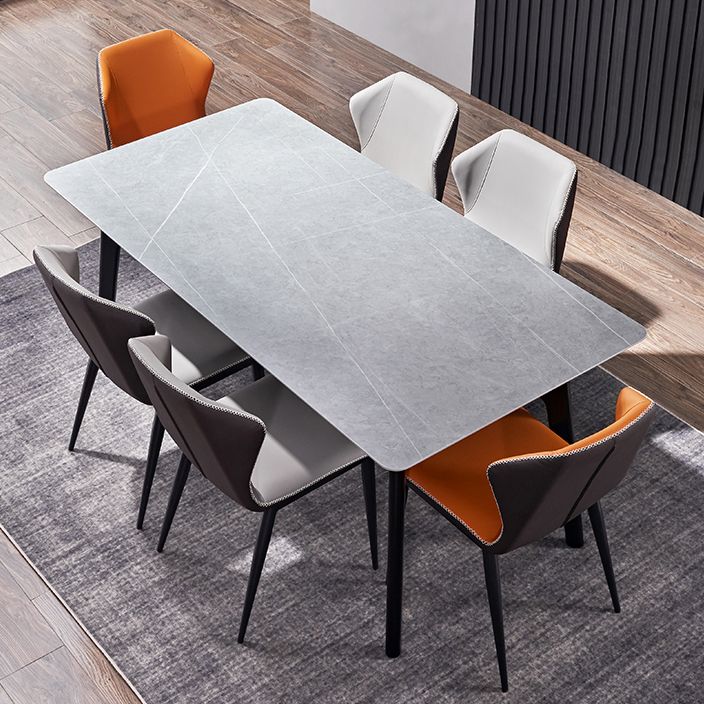 Modern Ash Wood Dinette Set 1/2/5/7 Pieces Rectangle Sintered Stone Top Dining Table Set