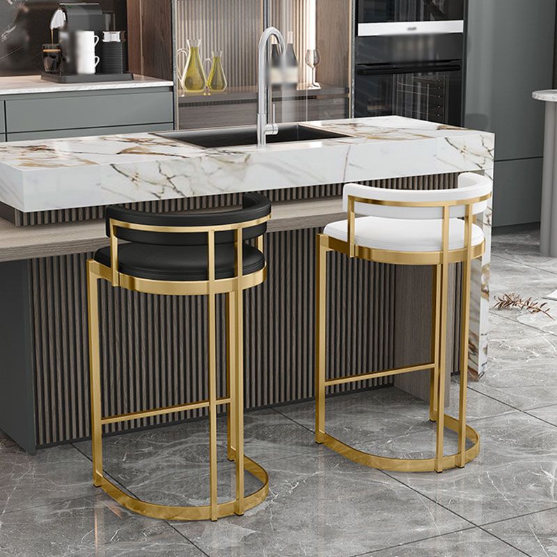 Glam Jewelry Shop Footrest Stool Matte Finish PU Leather Barstool