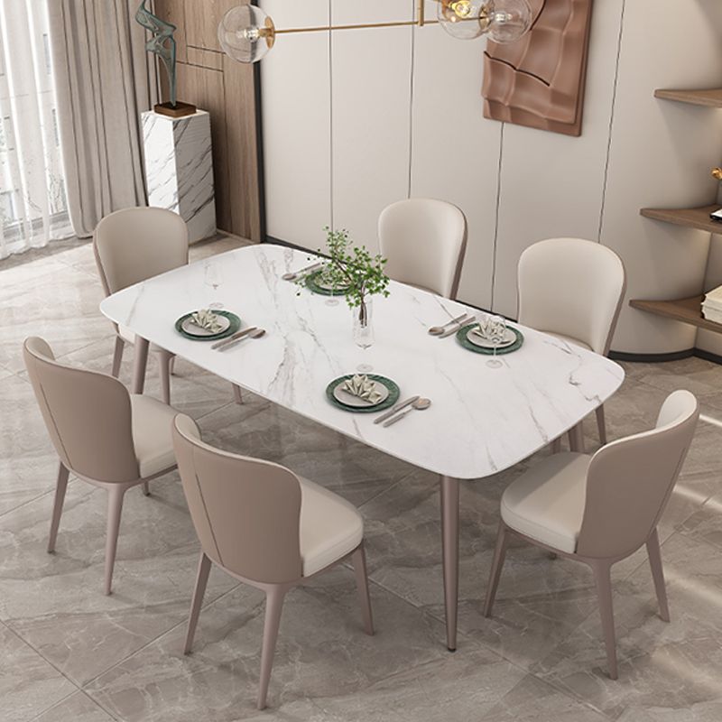 Traditional Luxury Rectangle Dining Table Stone Dining Room Furniture
