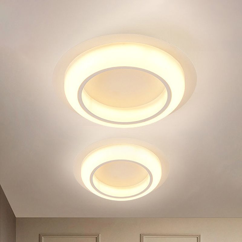 Plafonnier LED en acrylique en forme de cercle, design nordique noir/blanc/gris, luminaire encastré pour chambre à coucher