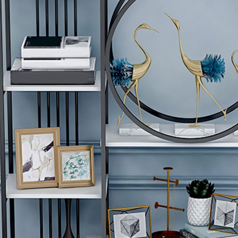 Closed Back Metal Bookcase Scandinavian Bookshelf with Storage Shelves