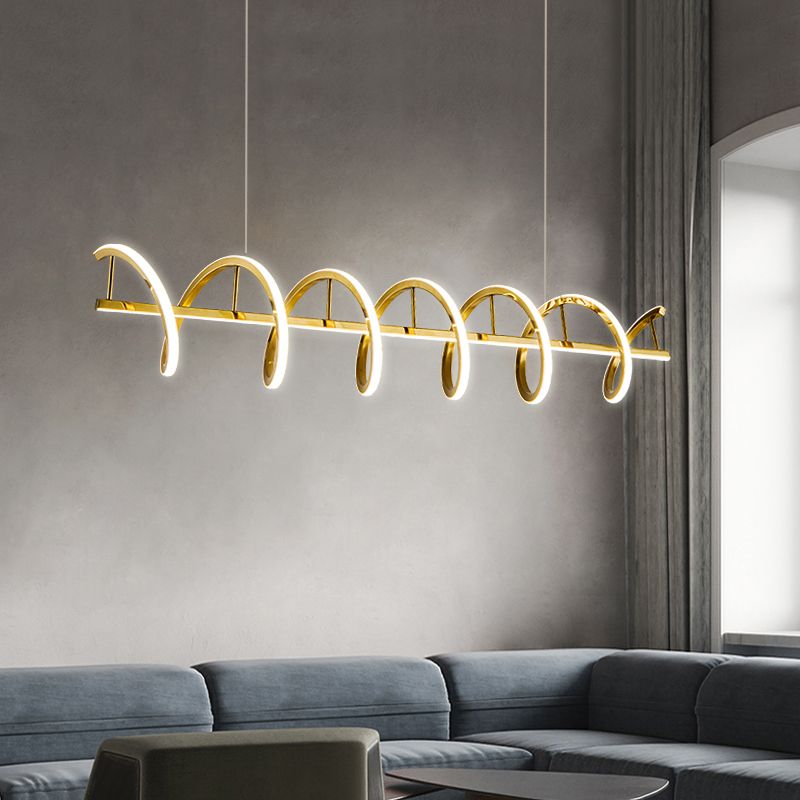 Minimalism Hanging Light Gold LED Island Light Fixture for Dining Room