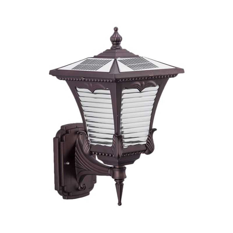 1-Light Wall Lighting Ideas Rural Lantern Prismatic Glass Wall Mount Lighting in Coffee