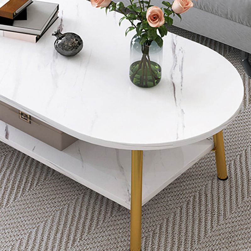 Oval/Round Storage Coffee Table Contemporary 4 Legs Cocktail Table for Home