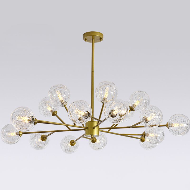 Fireflies Style Chandelier Lamp Globe Glass Shade Modern Style Metal Suspended Lamp