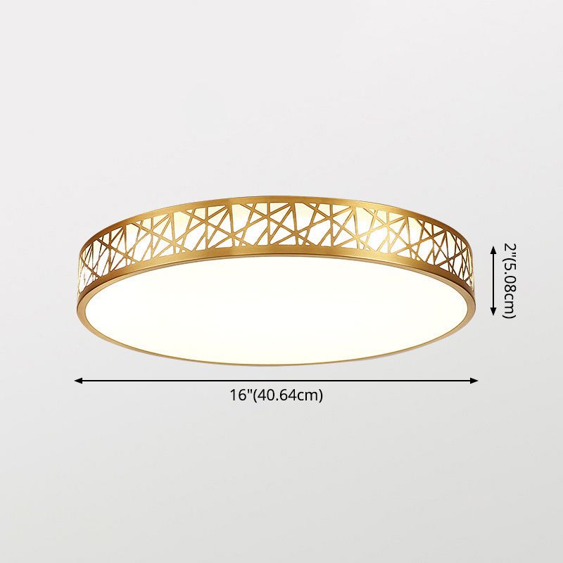 Brass Geometric Shaped Ceiling Light Minimalist Acrylic LED Flushmount with Nest Design