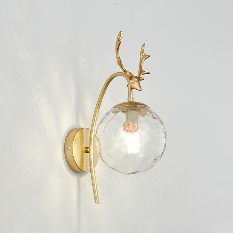 Sitting Room Antler Wall Sconce Modern Glass 1 Head Wall Mounted Light Fixture