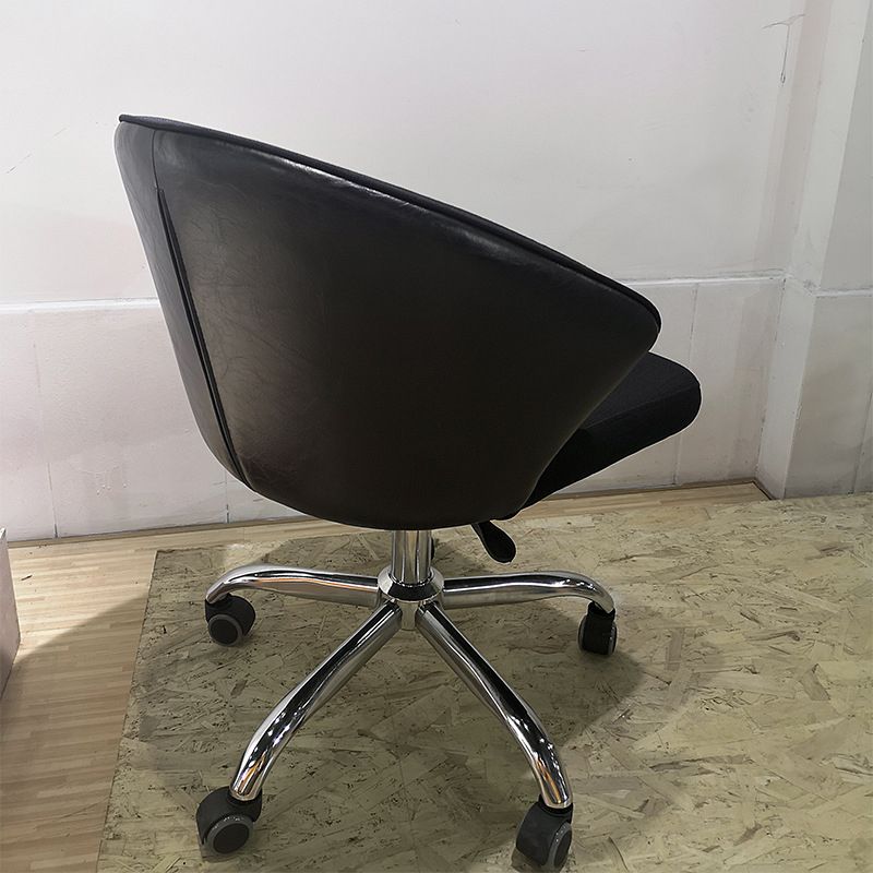 Modern Armless Black Office Chair Height-adjustable Chair with Wheels