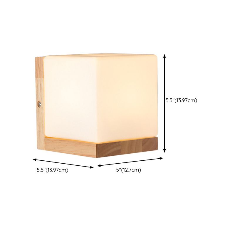 Modern Style Square Wall Light Wood 1 Light Sconces for Bedroom