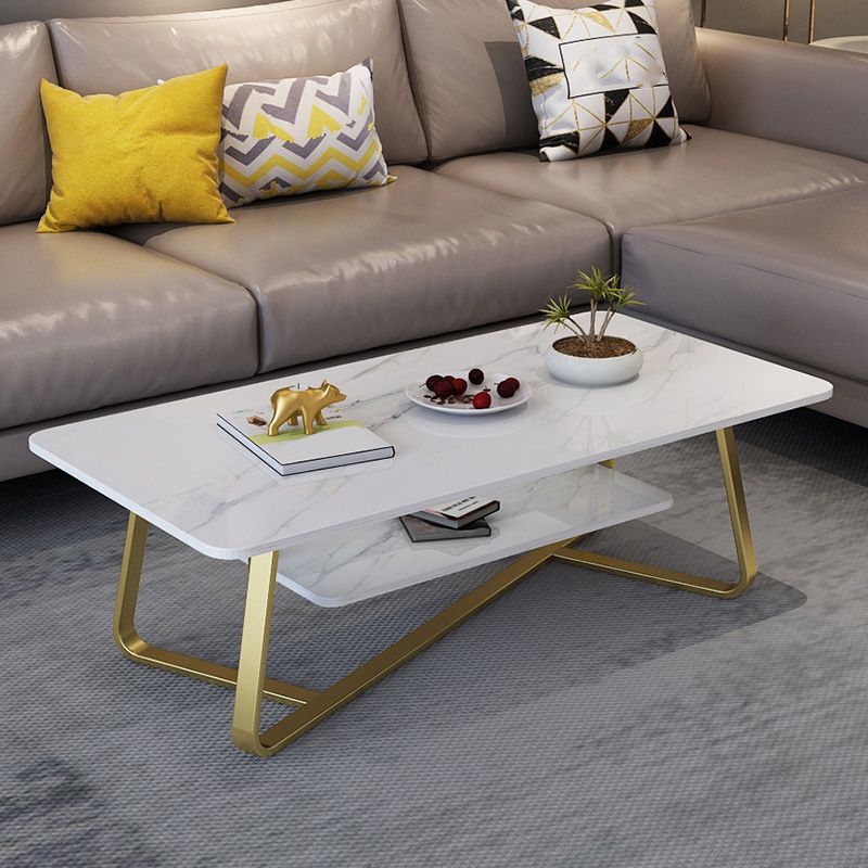 Slate Rectangle Coffee Table Abstract Base Type Single Cocktail Table