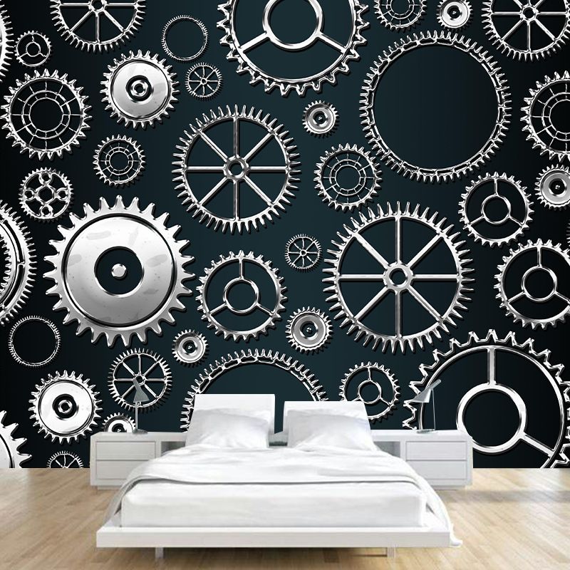 Industrial Metal Gears Mural Eco-friendly Wallpaper for Home