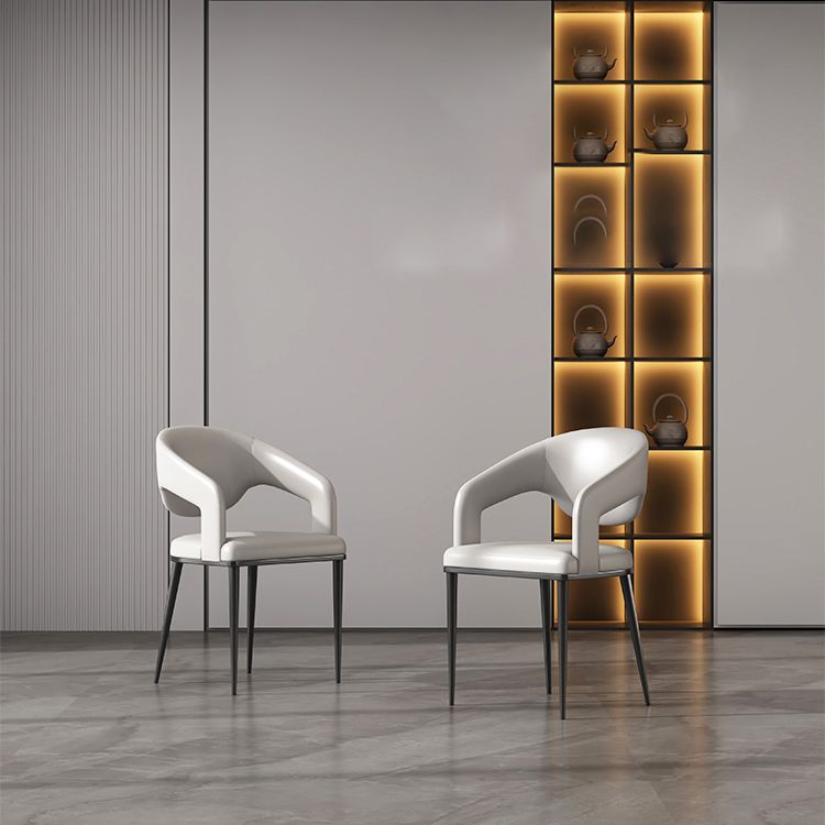 Open Back Dining Side Chair Contemporary Black Legs Dining Arm Chair