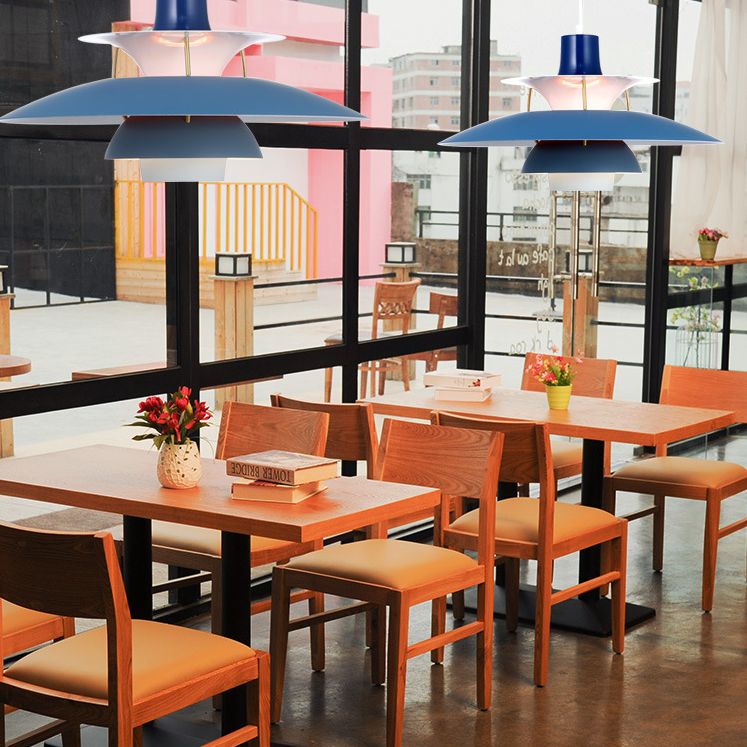 1 niveaux concentriques en couches légères lampe à pension nordique lampe suspendue en métal pour salle à manger