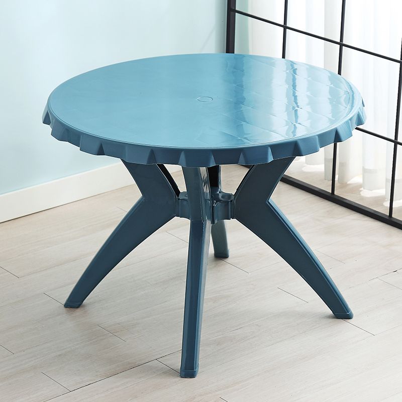 Modern Style Dining Table Outdoor Plastic Patio Table with Umbrella Hole