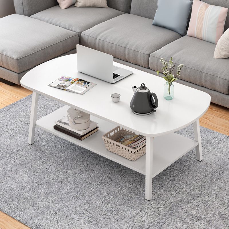 19"H Contemporary Coffee Table Wooden Coffee Cocktail Table with Storage