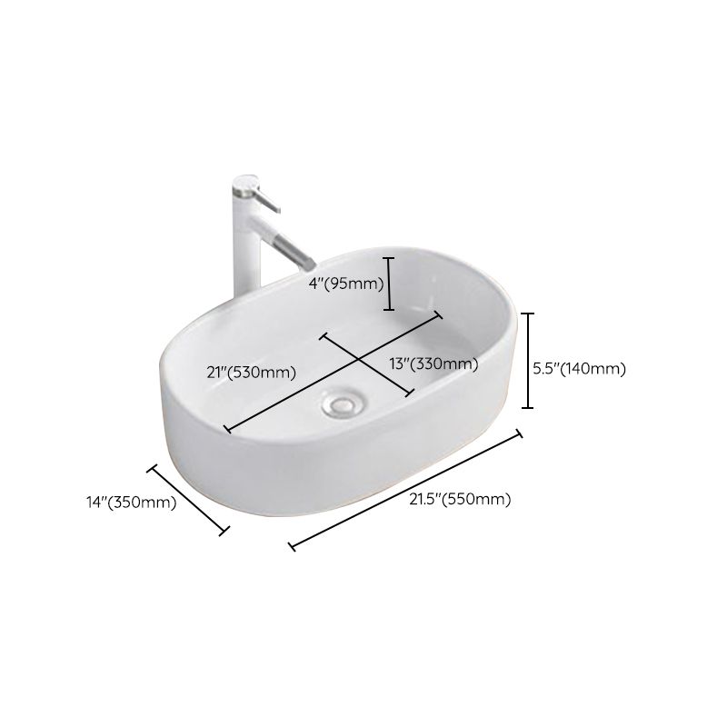 Modern Wash Stand Porcelain Rectangular with Drain Assembly and Pop-Up Drain Vessel Sink