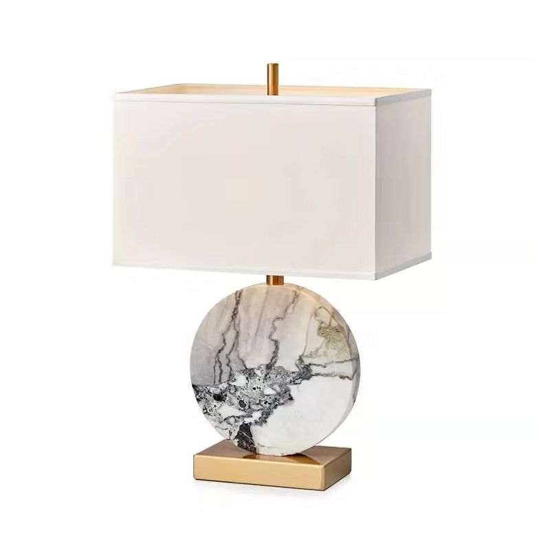 Modernist 1 Kopf Aufgabe Lampe Weiß rechteckiges Lesebuchbuch mit Stoffschatten