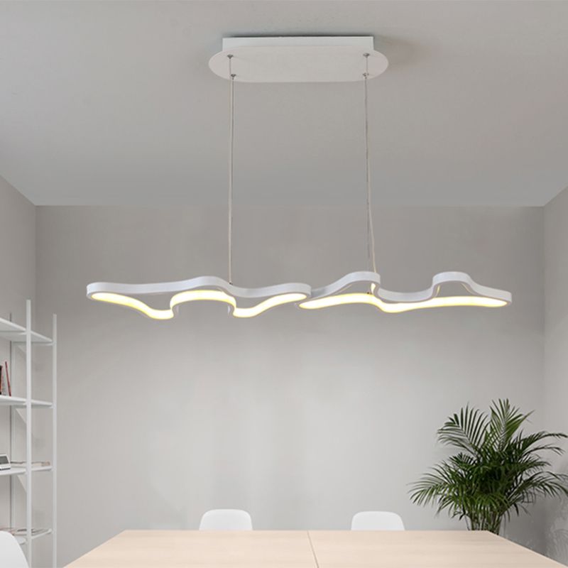 Cloud-Like Frame Metal Island Light Contemporary Black/White LED Pendant Lighting Fixture