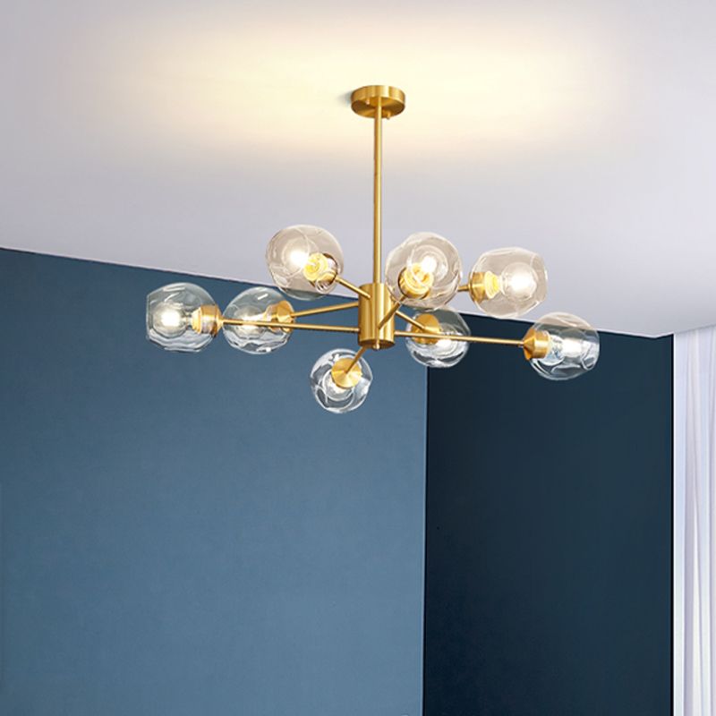 Gouden sputnik kroonluchter eenvoud helder glazen schaduwverlichting voor slaapkamer